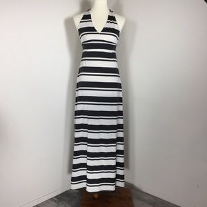 GAP Striped Empire Waist Sleeveless Halter High Neck A Line Maxi Dress Sz Small